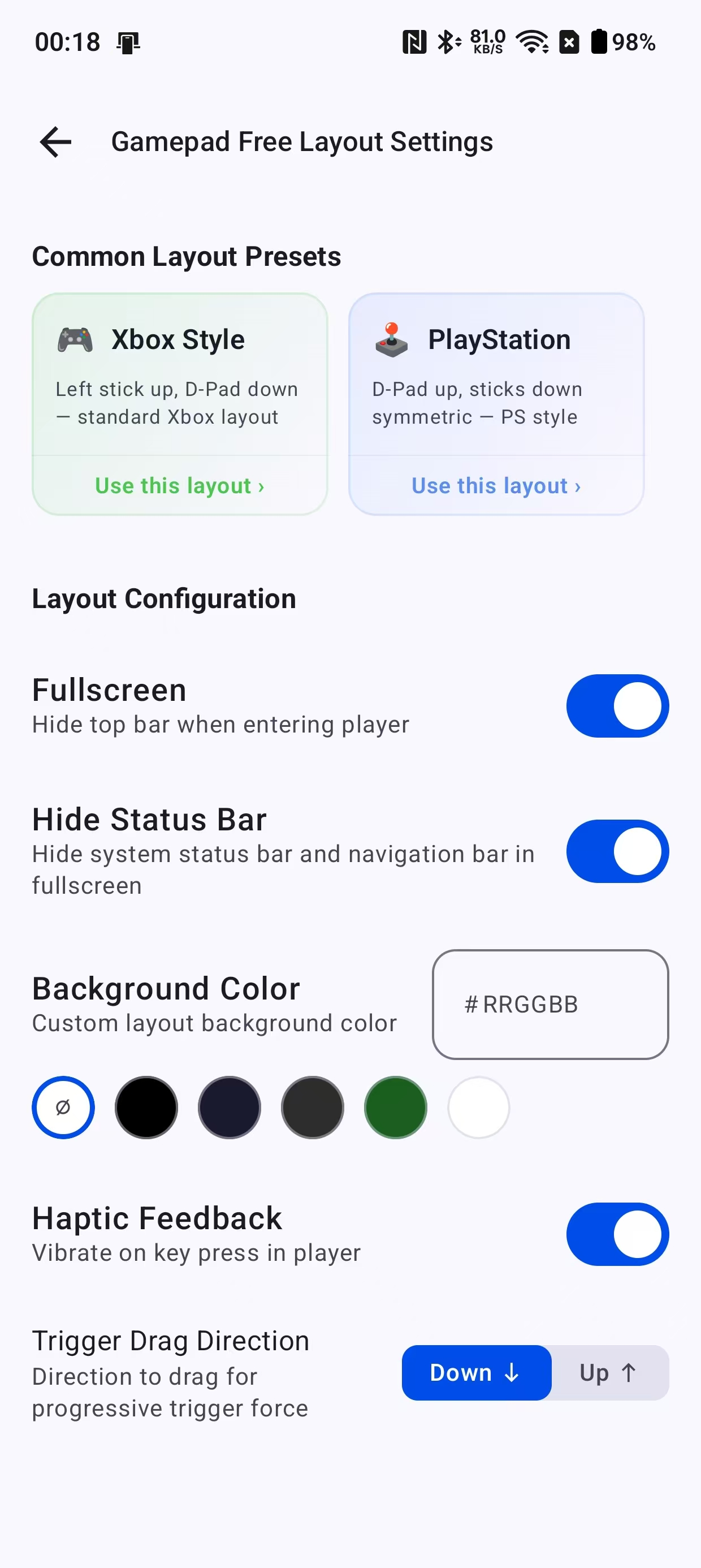 Custom Game Layout